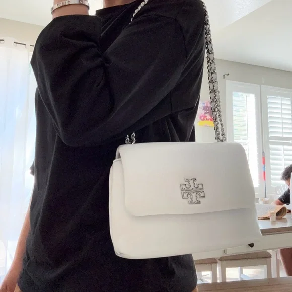 Bags Tory Burch Britten Leather Puffy Small Shoulder Bag, Optic White, 548 - Picture 5 of 8